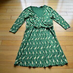 Boden Elena Wrap Dress Green Leaves US 16R